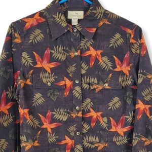 Morgan Creek Ladies Autumn Leaves Pearl Snap Suede Shirt M Womens Button Up